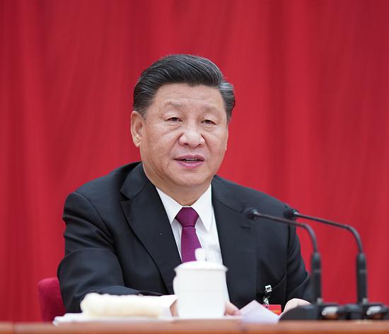 中国共产党第十九届中央委员会第四次全体会议，于2019年10月28日至31日在北京举行。中央委员会总书记习近平作重要讲话。新华社记者 鞠鹏 摄